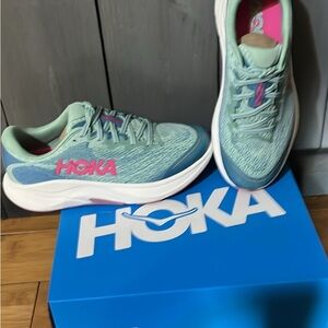 Hoka Teal and Pink Athletic Shoes for boys or girls